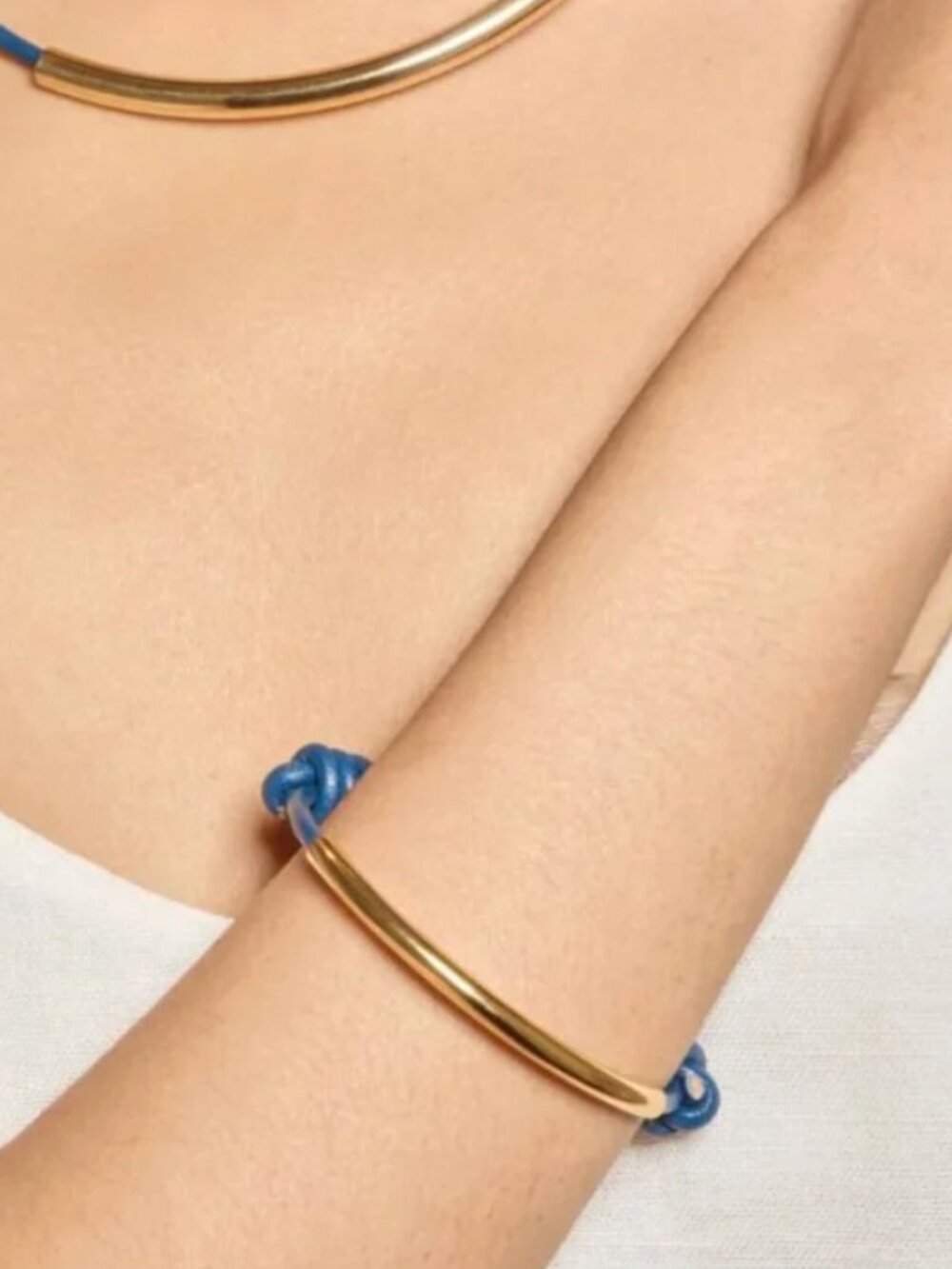 Lady Grey Leather + Gold Plated Bronze Bracelet